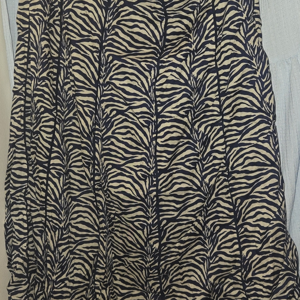 Coldwater Creek Blue and Cream Zebra  Skirt